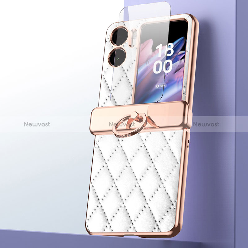 Luxury Leather Matte Finish and Plastic Back Cover Case ZL3 for Oppo Find N2 Flip 5G