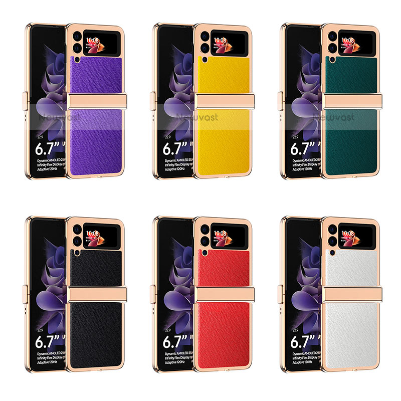 Luxury Leather Matte Finish and Plastic Back Cover Case ZL3 for Samsung Galaxy Z Flip3 5G