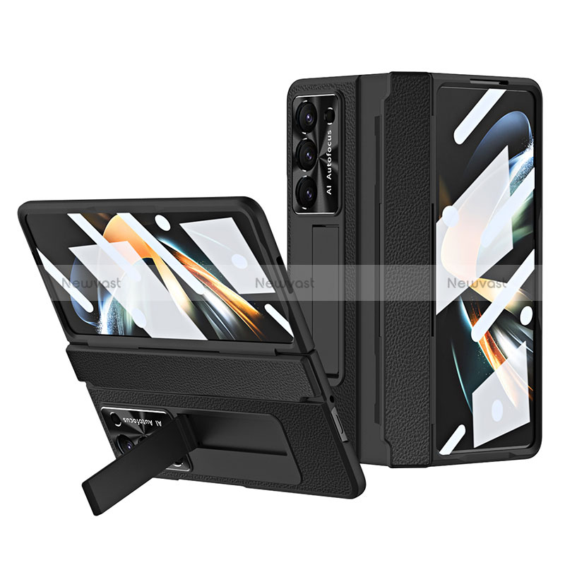 Luxury Leather Matte Finish and Plastic Back Cover Case ZL3 for Samsung Galaxy Z Fold5 5G