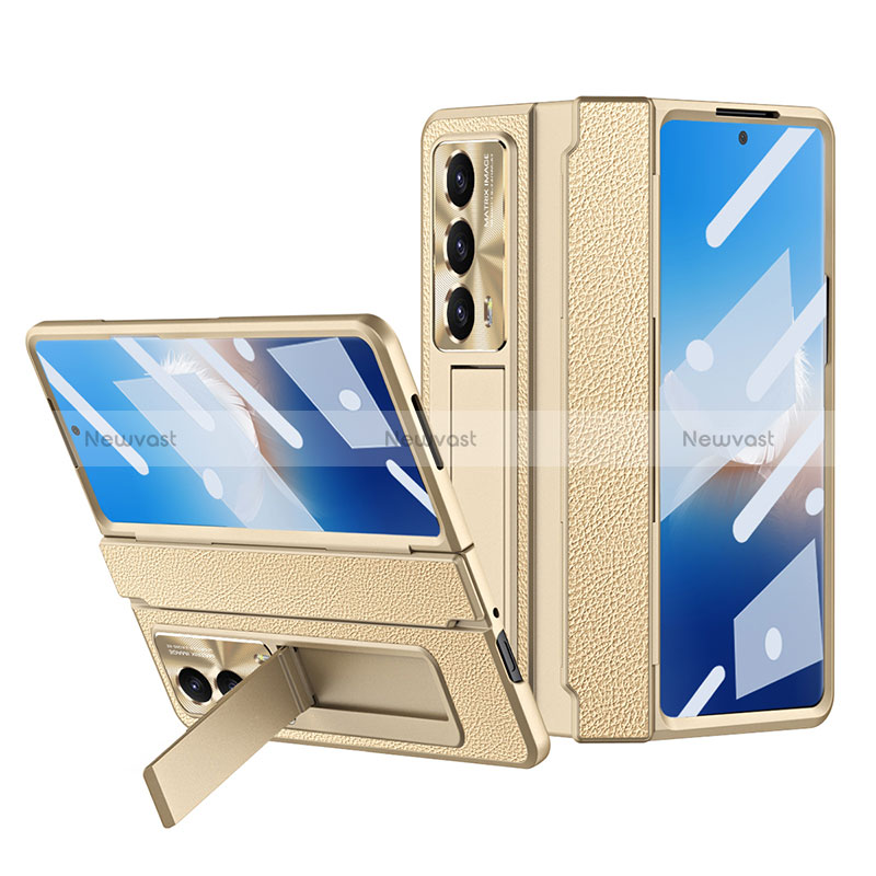 Luxury Leather Matte Finish and Plastic Back Cover Case ZL4 for Huawei Honor Magic Vs2 5G Khaki