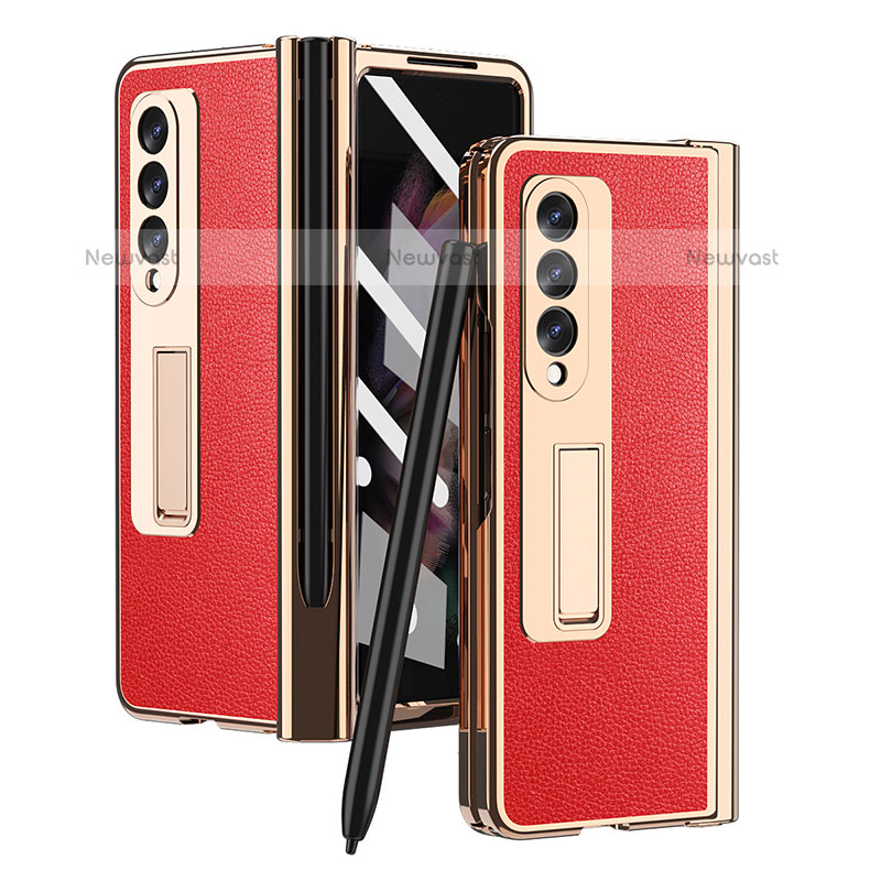 Luxury Leather Matte Finish and Plastic Back Cover Case ZL4 for Samsung Galaxy Z Fold3 5G