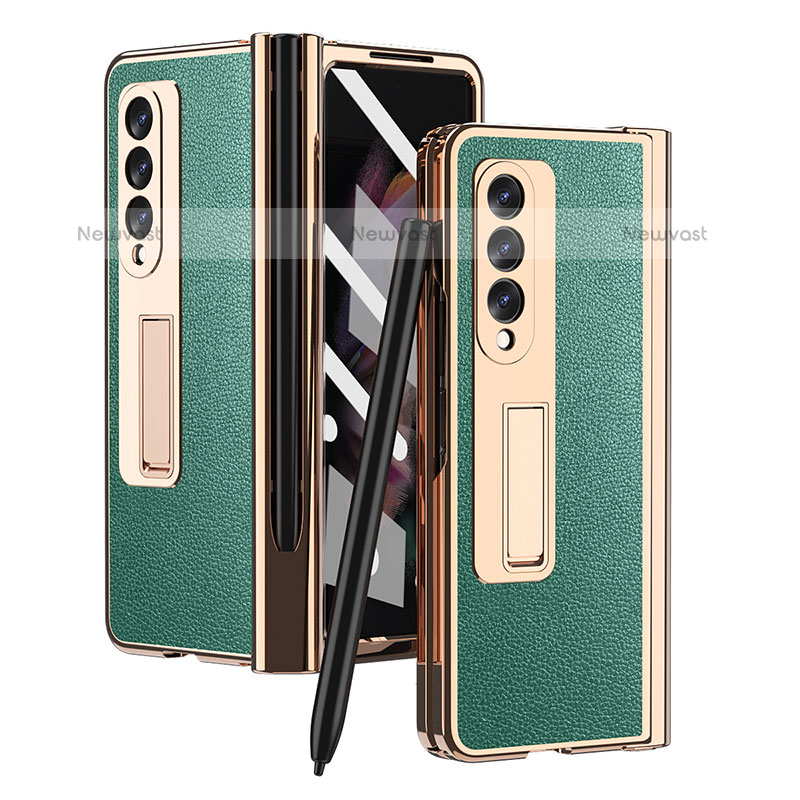 Luxury Leather Matte Finish and Plastic Back Cover Case ZL4 for Samsung Galaxy Z Fold3 5G