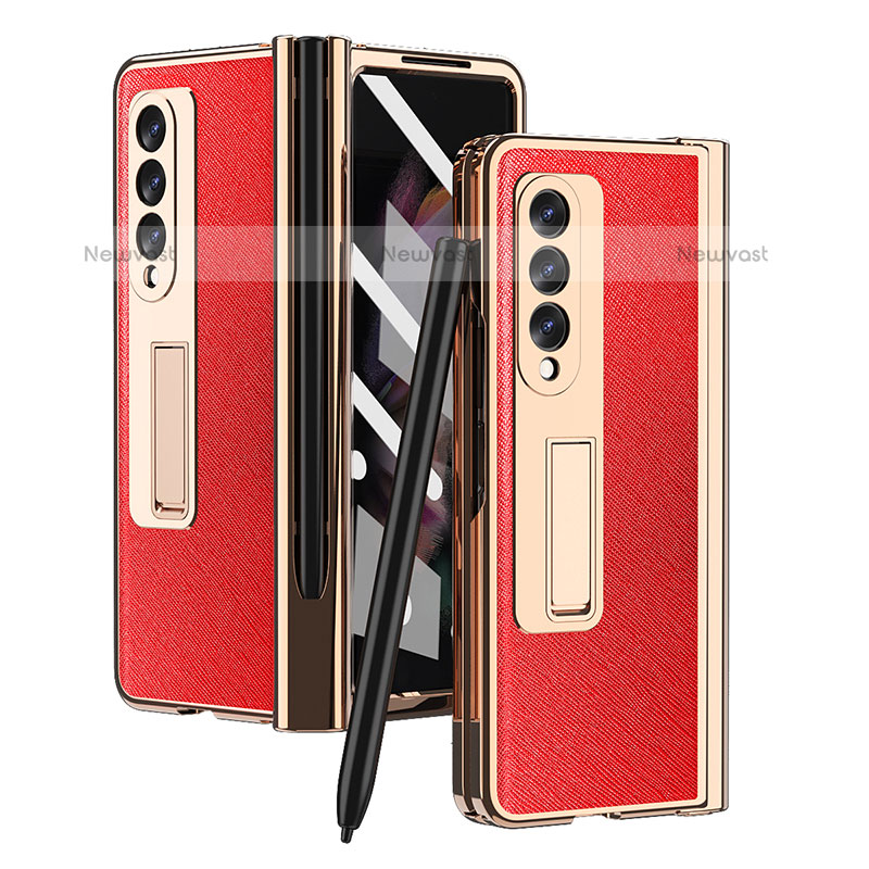 Luxury Leather Matte Finish and Plastic Back Cover Case ZL5 for Samsung Galaxy Z Fold3 5G