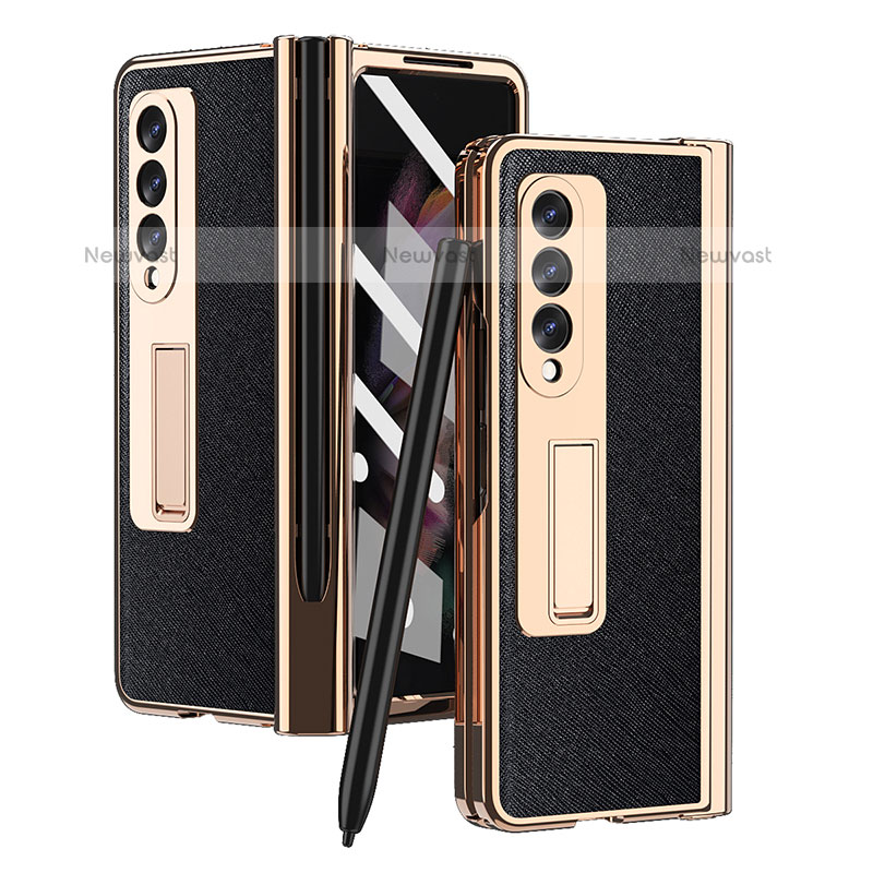 Luxury Leather Matte Finish and Plastic Back Cover Case ZL5 for Samsung Galaxy Z Fold3 5G