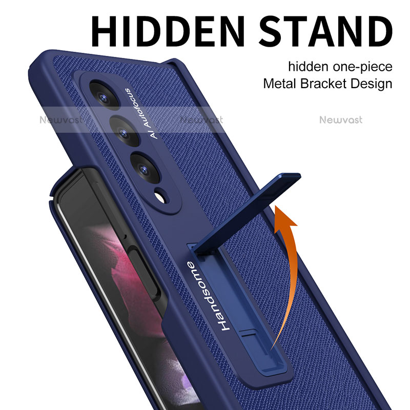 Luxury Leather Matte Finish and Plastic Back Cover Case ZL7 for Samsung Galaxy Z Fold3 5G