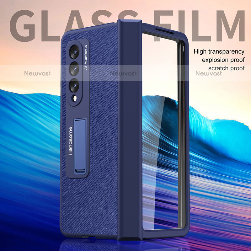 Luxury Leather Matte Finish and Plastic Back Cover Case ZL7 for Samsung Galaxy Z Fold3 5G