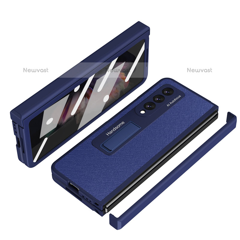 Luxury Leather Matte Finish and Plastic Back Cover Case ZL7 for Samsung Galaxy Z Fold3 5G