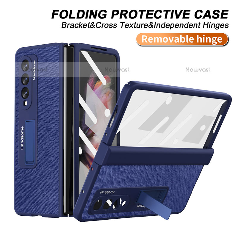 Luxury Leather Matte Finish and Plastic Back Cover Case ZL7 for Samsung Galaxy Z Fold3 5G