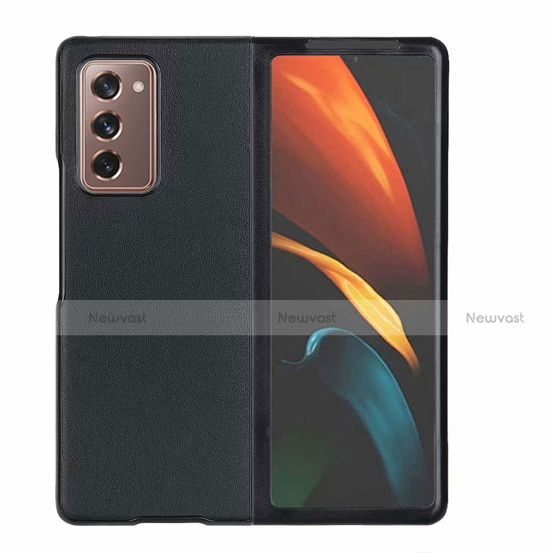 Luxury Leather Snap On Case Cover S03 for Samsung Galaxy Z Fold2 5G Black