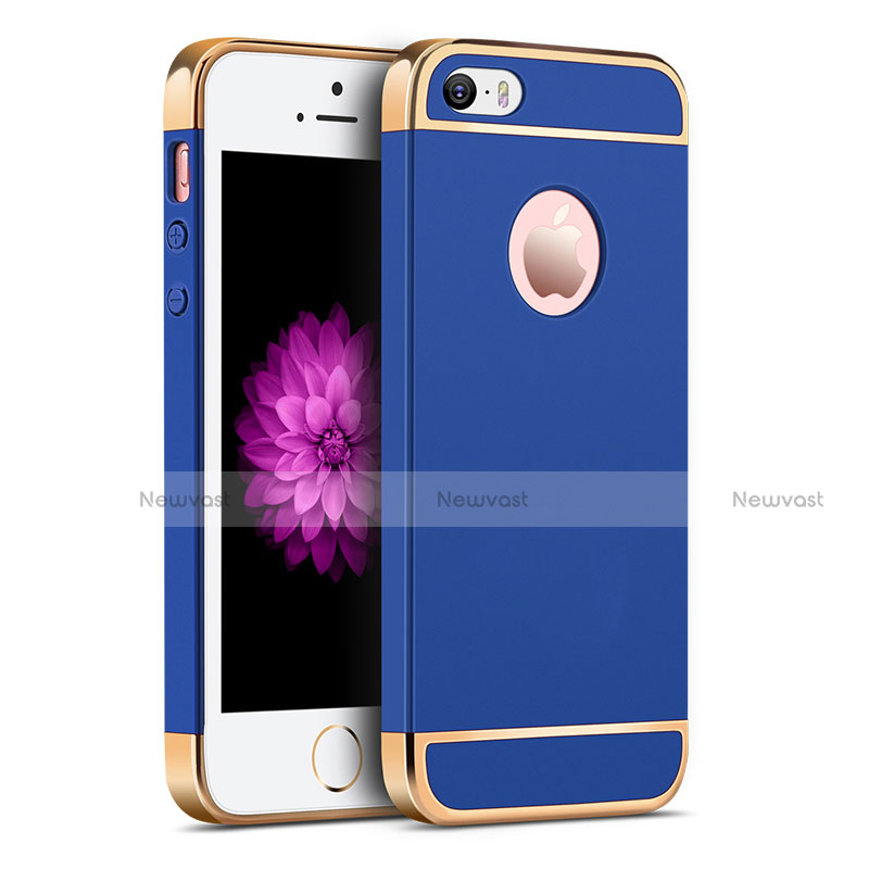 Luxury Metal Frame and Plastic Back Case for Apple iPhone 5 Blue