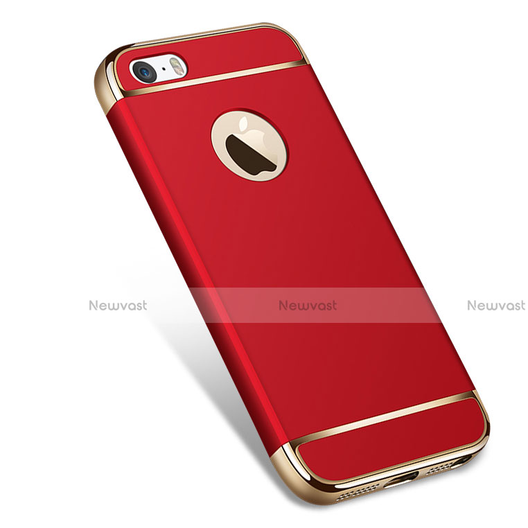 Luxury Metal Frame and Plastic Back Case for Apple iPhone SE Red