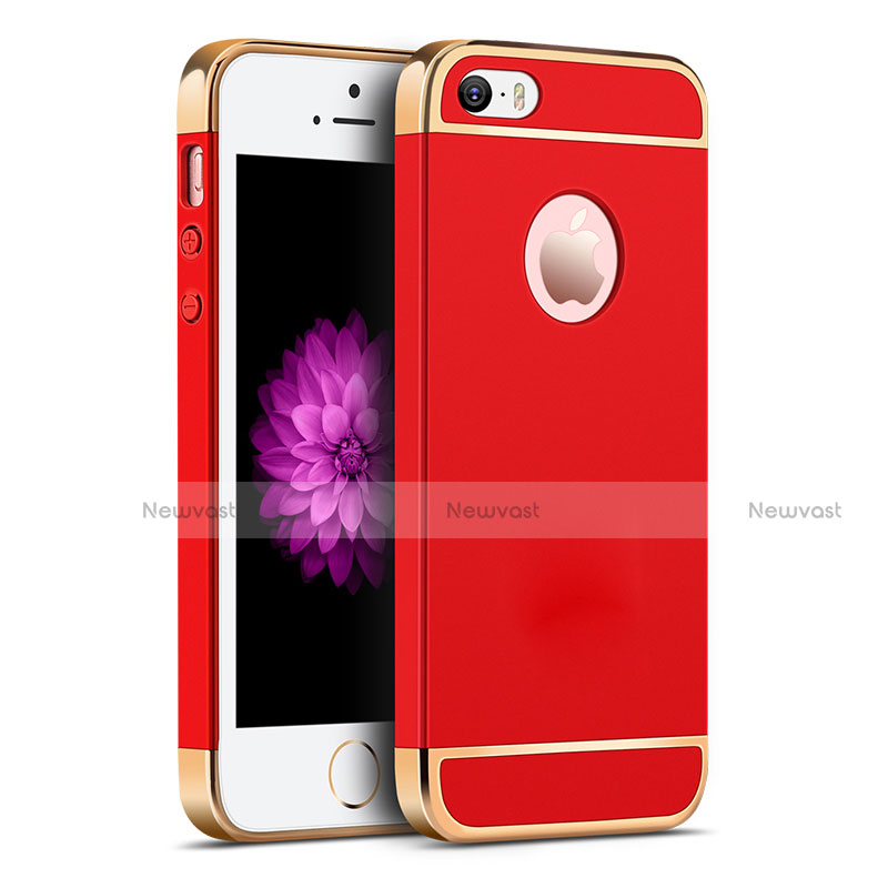 Luxury Metal Frame and Plastic Back Case for Apple iPhone SE Red