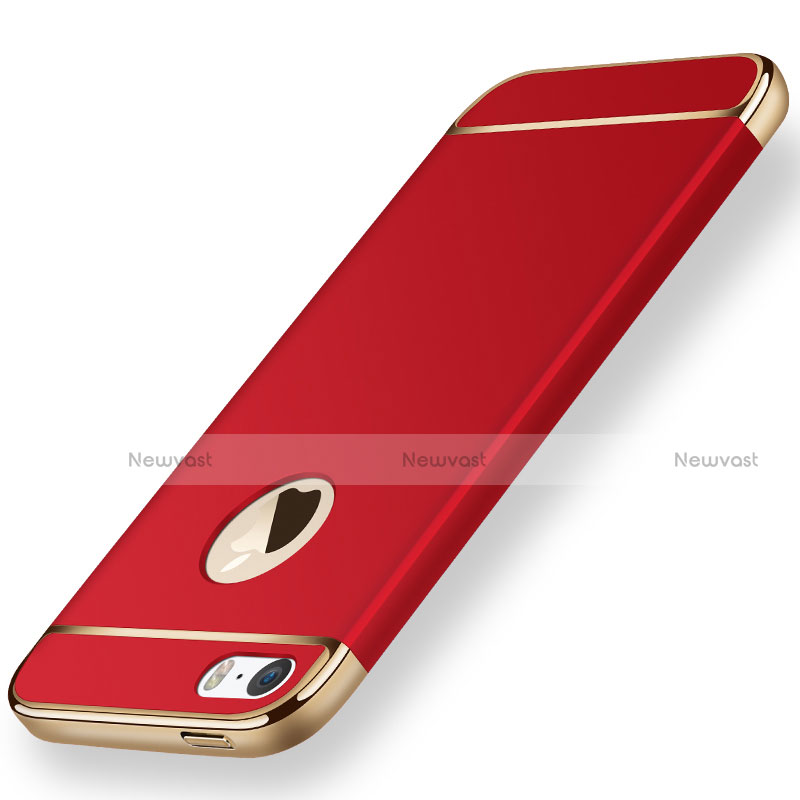 Luxury Metal Frame and Plastic Back Case for Apple iPhone SE Red