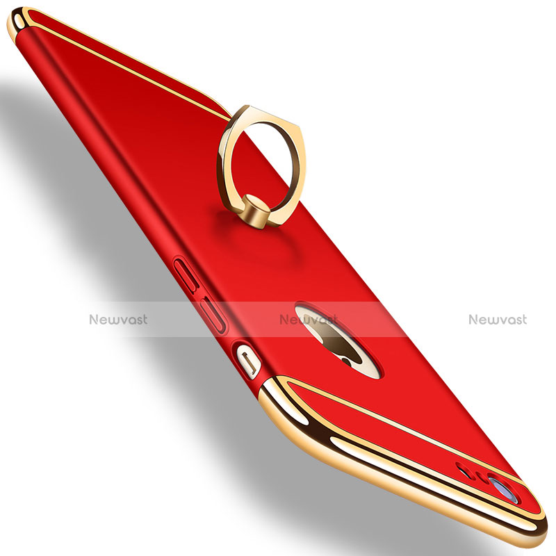 Luxury Metal Frame and Plastic Back Case with Finger Ring Stand A01 for Apple iPhone 6 Red