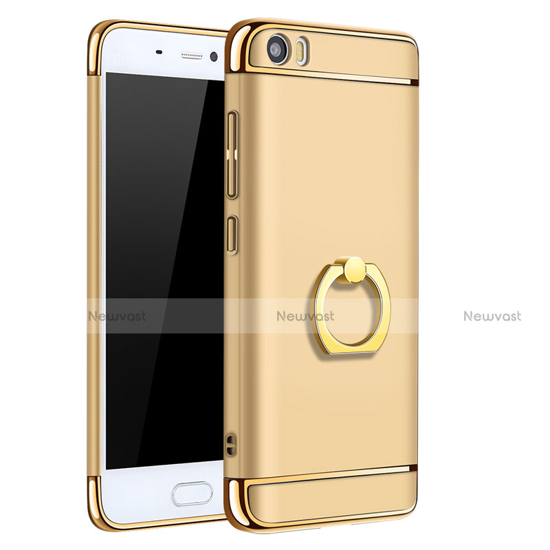 Luxury Metal Frame and Plastic Back Case with Finger Ring Stand for Xiaomi Mi 5 Gold