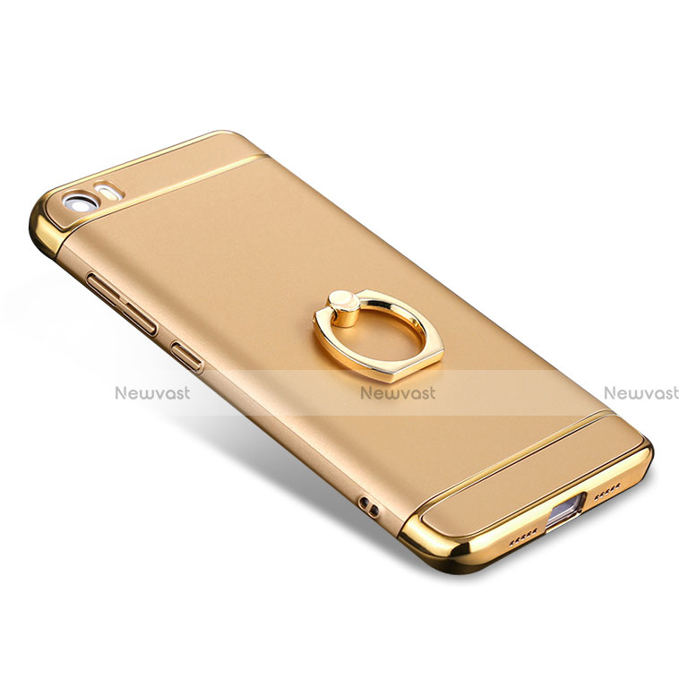Luxury Metal Frame and Plastic Back Case with Finger Ring Stand for Xiaomi Mi 5 Gold