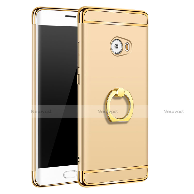 Luxury Metal Frame and Plastic Back Case with Finger Ring Stand for Xiaomi Mi Note 2 Gold