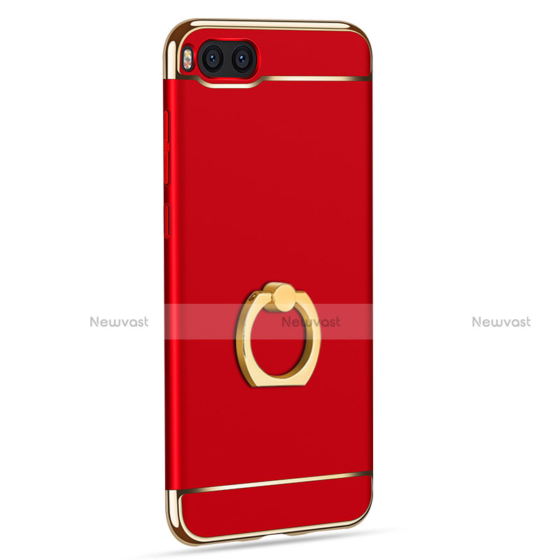 Luxury Metal Frame and Plastic Back Case with Finger Ring Stand for Xiaomi Mi Note 3 Red