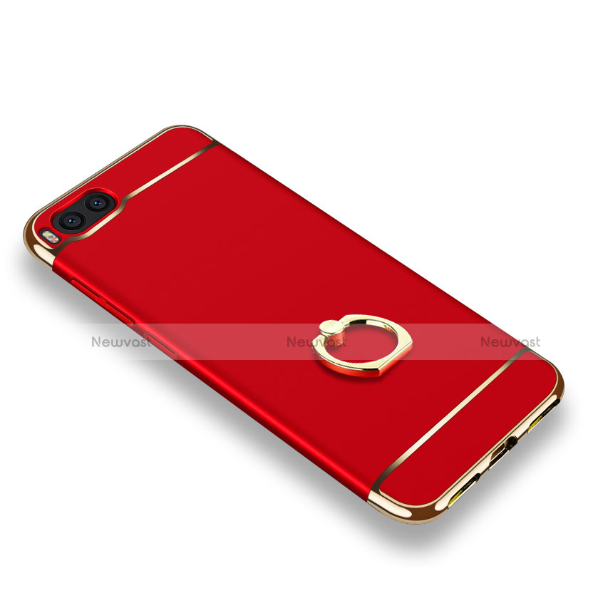 Luxury Metal Frame and Plastic Back Case with Finger Ring Stand for Xiaomi Mi Note 3 Red