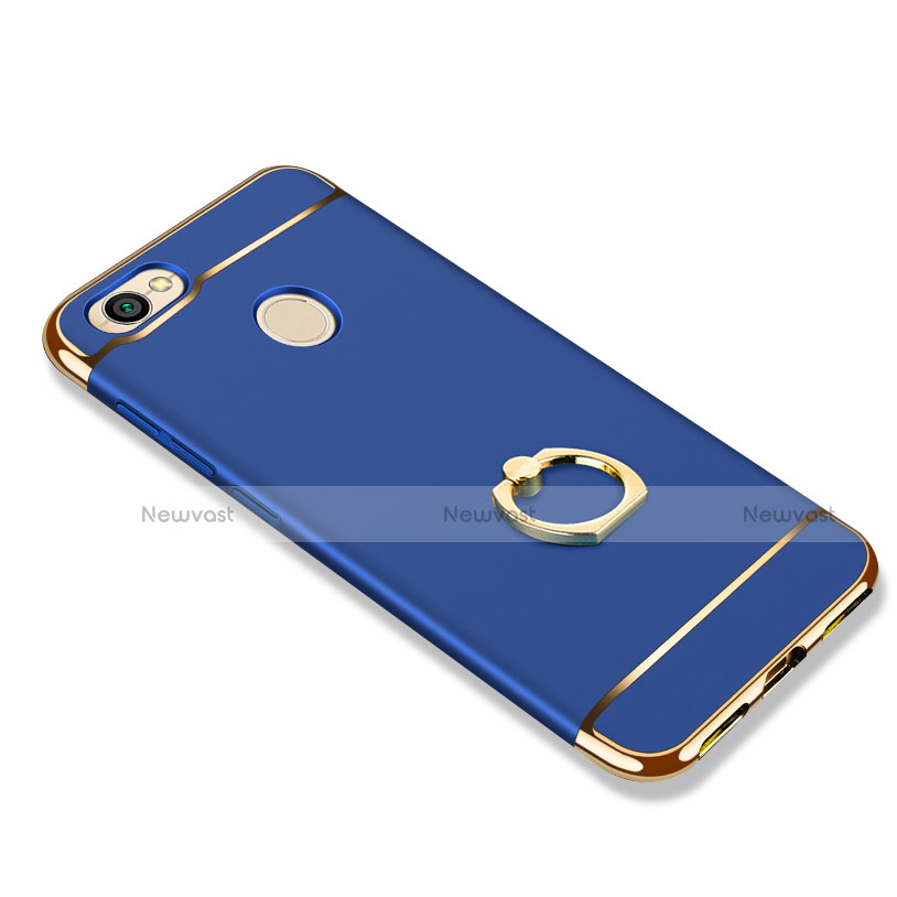 Luxury Metal Frame and Plastic Back Case with Finger Ring Stand for Xiaomi Redmi Note 5A Prime Blue