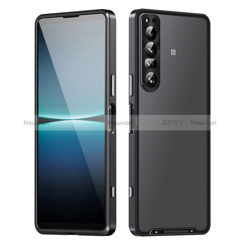 Luxury Metal Frame and Plastic Back Cover Case for Sony Xperia 1 IV Black