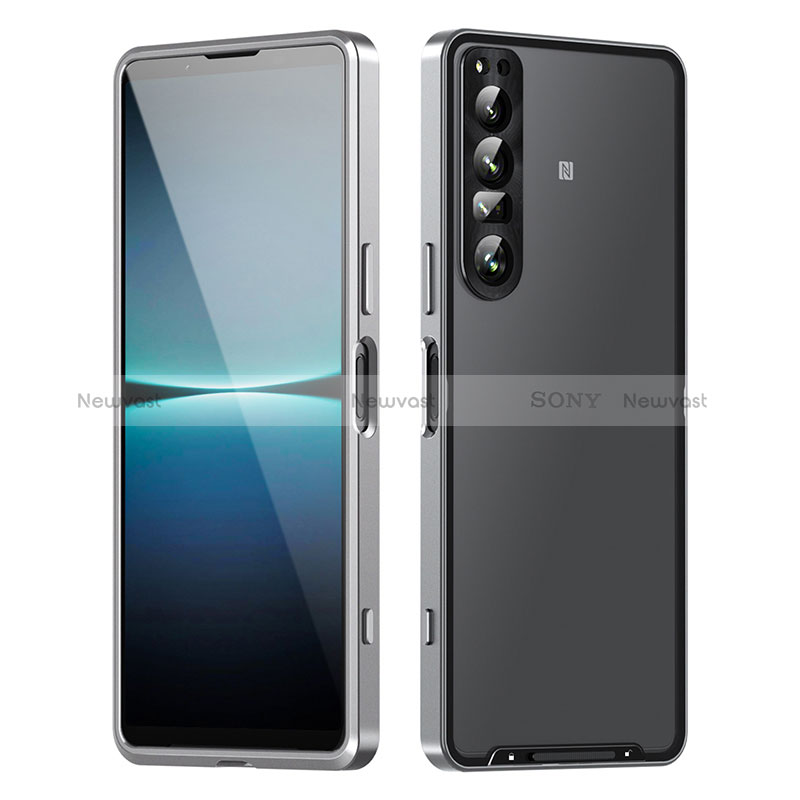 Luxury Metal Frame and Plastic Back Cover Case for Sony Xperia 1 IV Silver