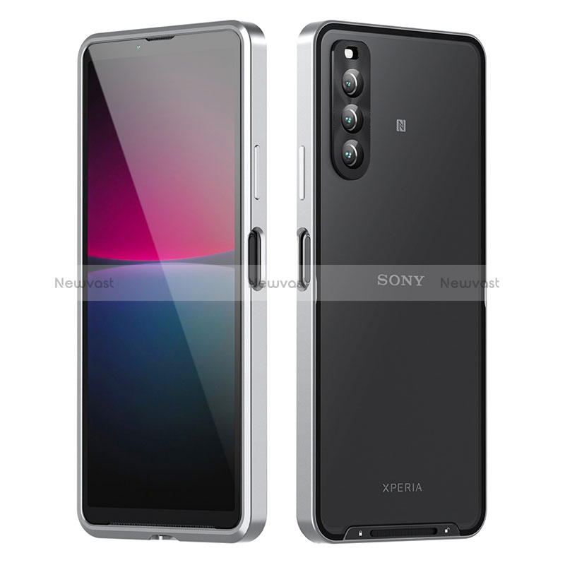 Luxury Metal Frame and Plastic Back Cover Case for Sony Xperia 10 IV SO-52C Silver