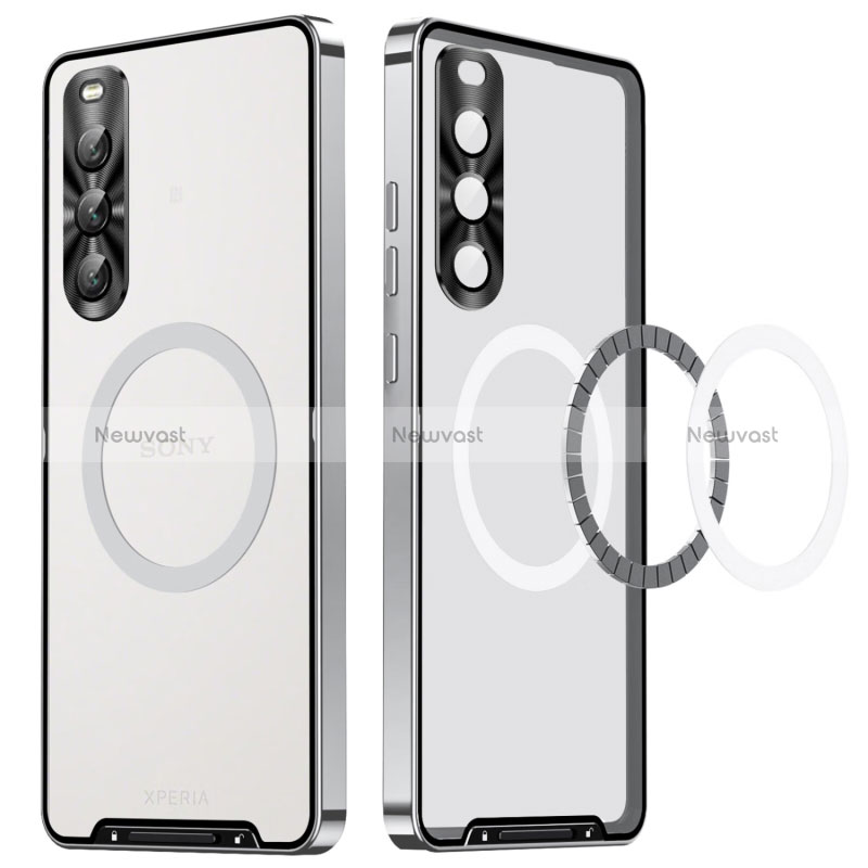 Luxury Metal Frame and Plastic Back Cover Case for Sony Xperia 10 V Silver