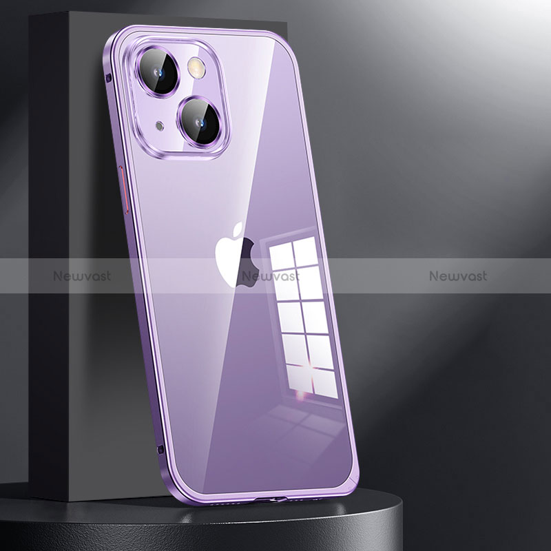 Luxury Metal Frame and Plastic Back Cover Case JL1 for Apple iPhone 14 Plus Purple