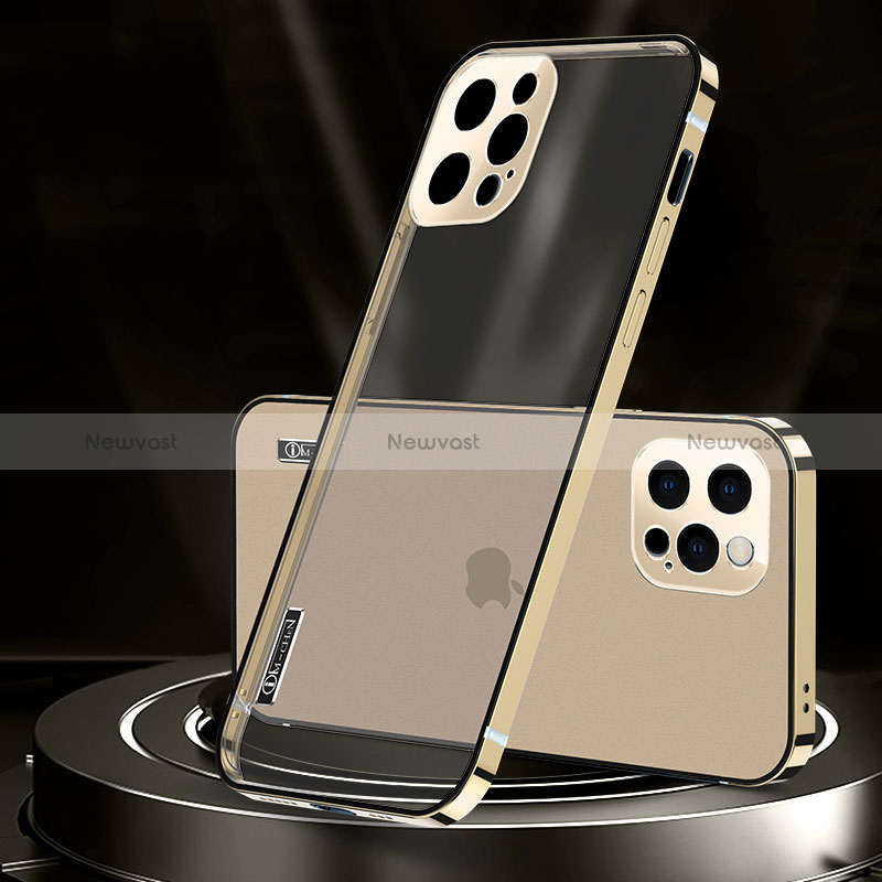 Luxury Metal Frame and Plastic Back Cover Case JL3 for Apple iPhone 13 Pro Max Gold