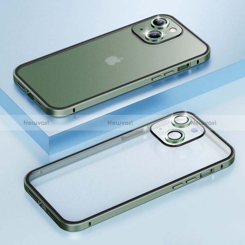 Luxury Metal Frame and Plastic Back Cover Case LF3 for Apple iPhone 13 Green