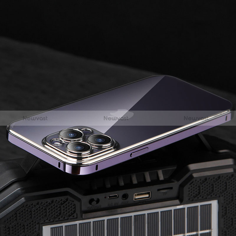 Luxury Metal Frame and Plastic Back Cover Case LF5 for Apple iPhone 13 Pro Max Purple