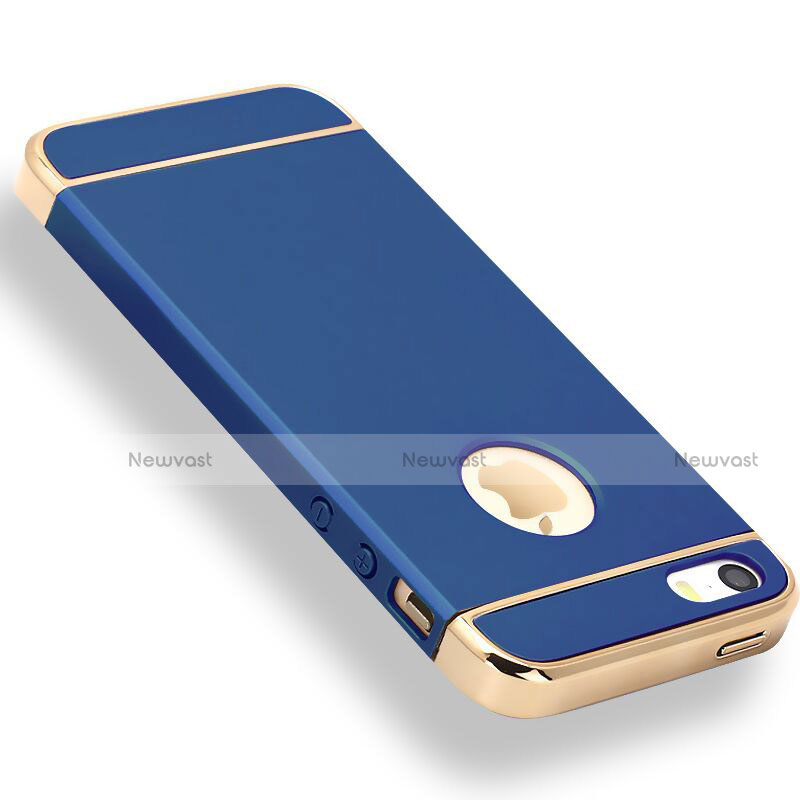 Luxury Metal Frame and Plastic Back Cover Case M01 for Apple iPhone SE Blue