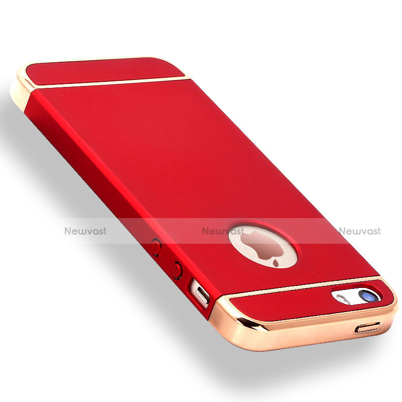 Luxury Metal Frame and Plastic Back Cover Case M01 for Apple iPhone SE Red