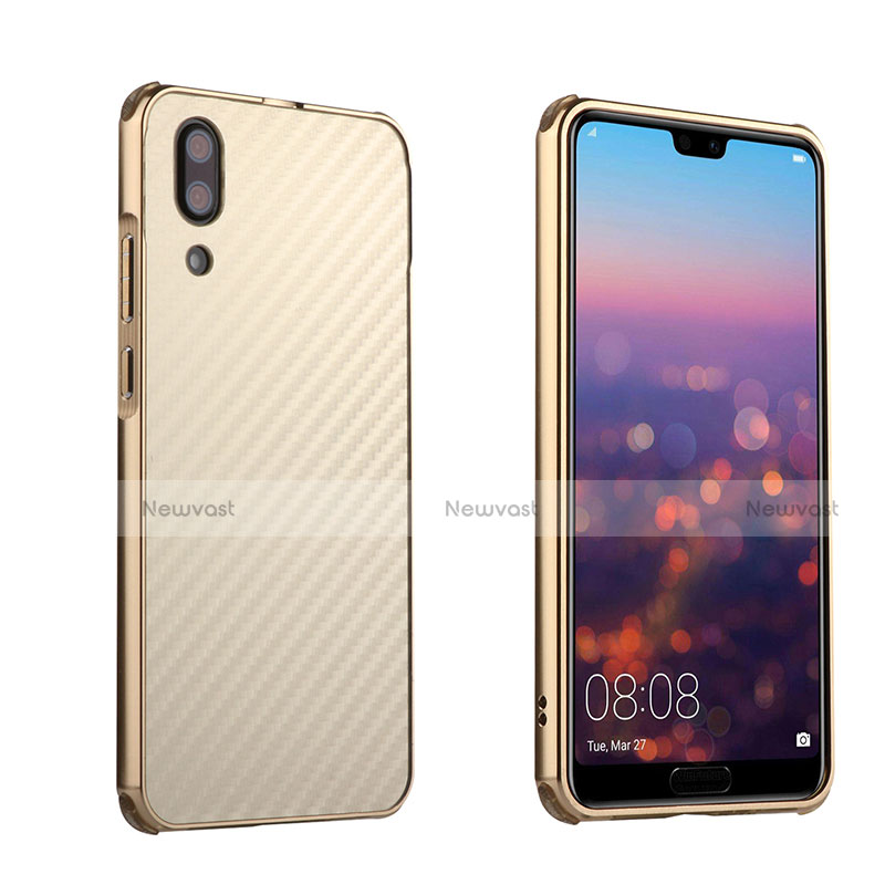 Luxury Metal Frame and Plastic Back Cover Case M01 for Huawei P20 Gold