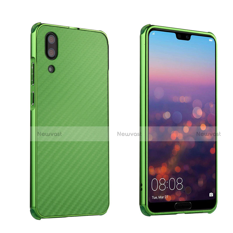 Luxury Metal Frame and Plastic Back Cover Case M01 for Huawei P20 Green