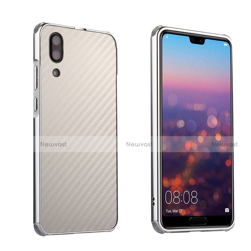 Luxury Metal Frame and Plastic Back Cover Case M01 for Huawei P20 Silver