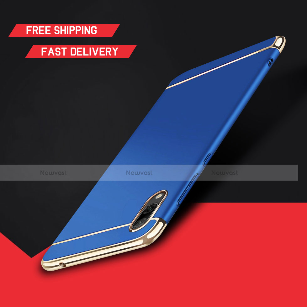 Luxury Metal Frame and Plastic Back Cover Case M01 for Huawei Y7 (2019) Blue