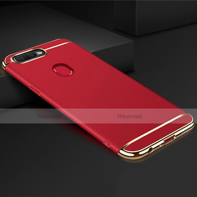 Luxury Metal Frame and Plastic Back Cover Case M01 for Oppo A7 Red