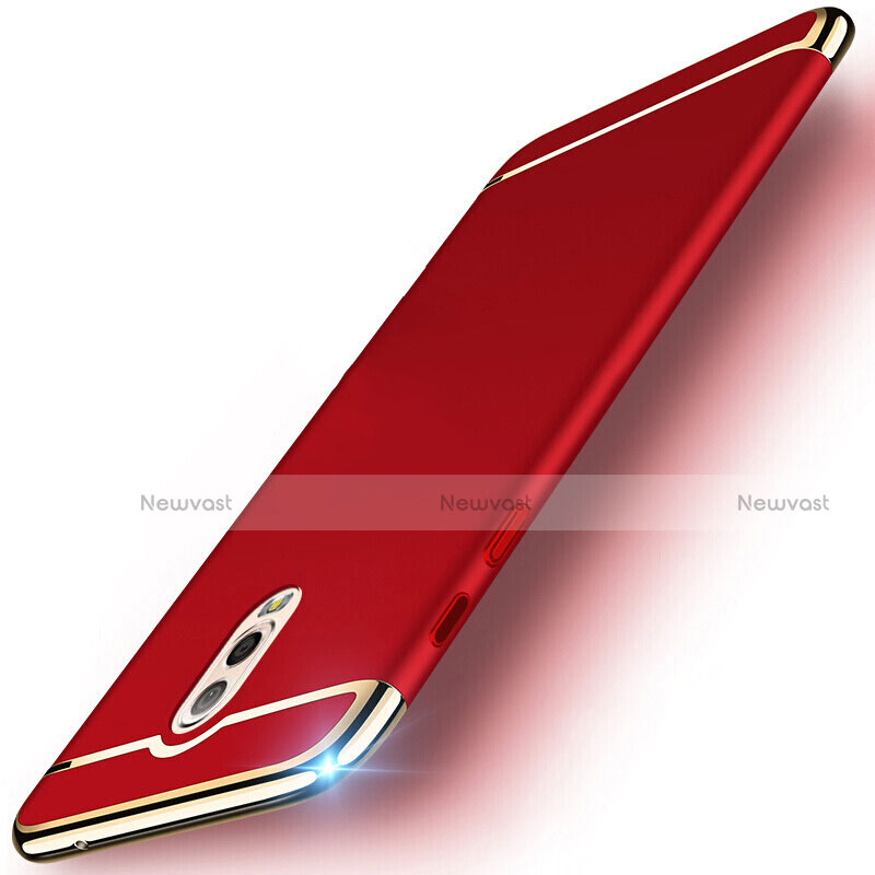 Luxury Metal Frame and Plastic Back Cover Case M01 for Samsung Galaxy J7 Plus Red