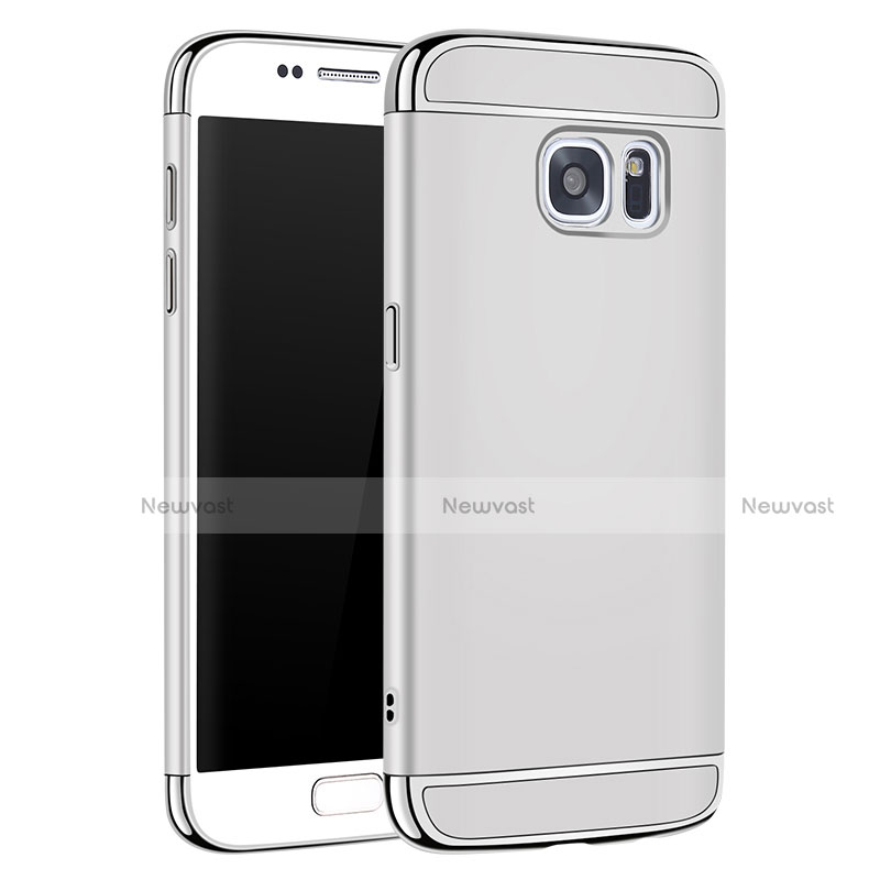 Luxury Metal Frame and Plastic Back Cover Case M01 for Samsung Galaxy S7 G930F G930FD Silver