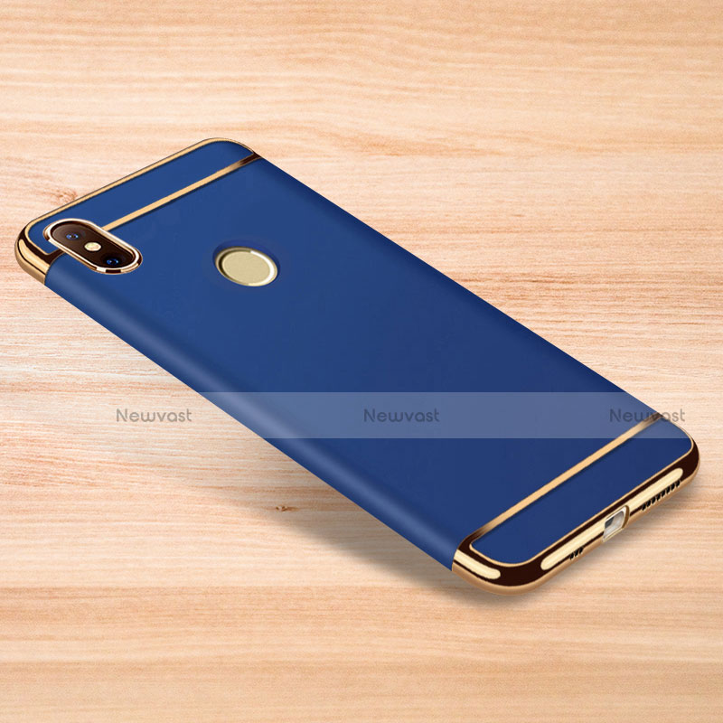 Luxury Metal Frame and Plastic Back Cover Case M01 for Xiaomi Redmi Note 6 Pro Blue