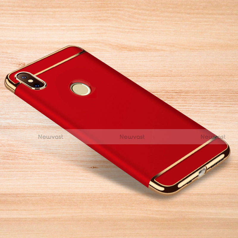 Luxury Metal Frame and Plastic Back Cover Case M01 for Xiaomi Redmi Note 6 Pro Red