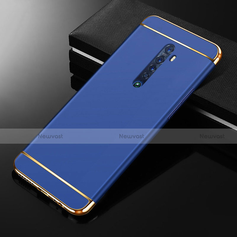 Luxury Metal Frame and Plastic Back Cover Case M05 for Oppo Reno2 Blue