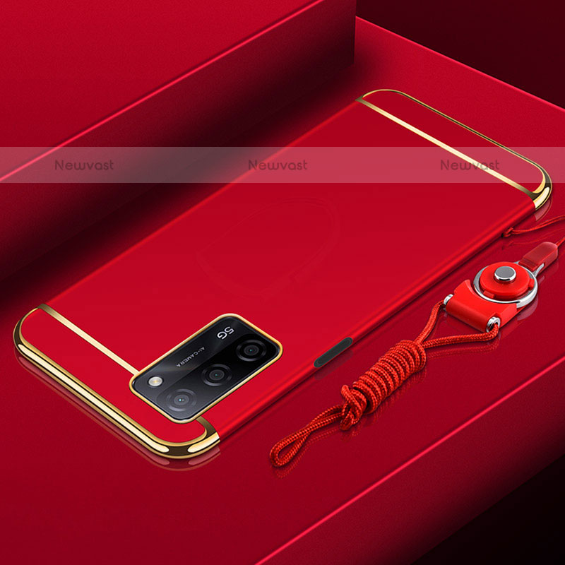 Luxury Metal Frame and Plastic Back Cover Case P01 for Oppo A55 5G Red