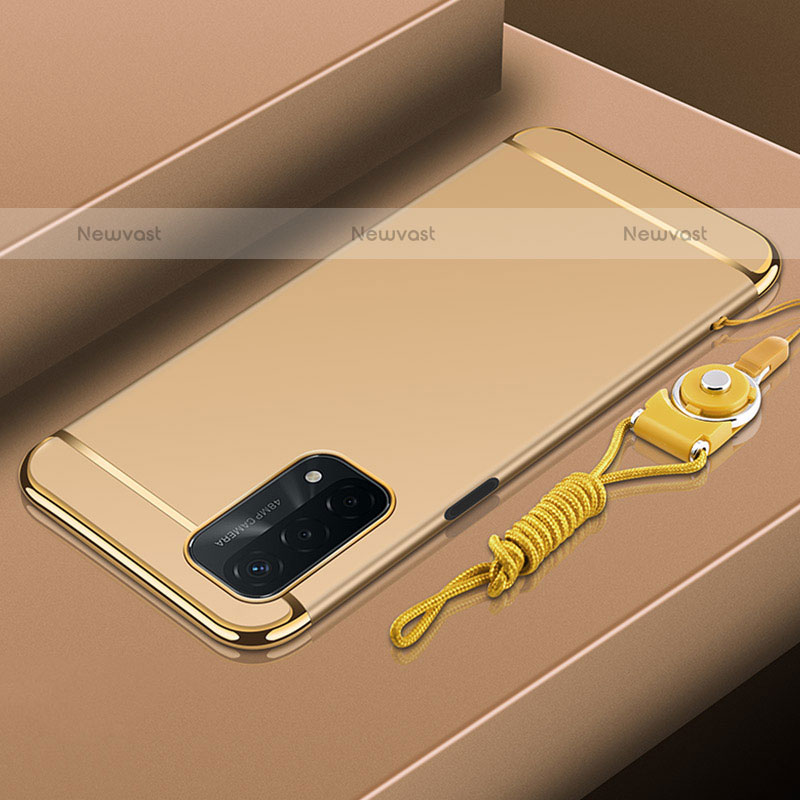 Luxury Metal Frame and Plastic Back Cover Case P01 for Oppo A93 5G Gold