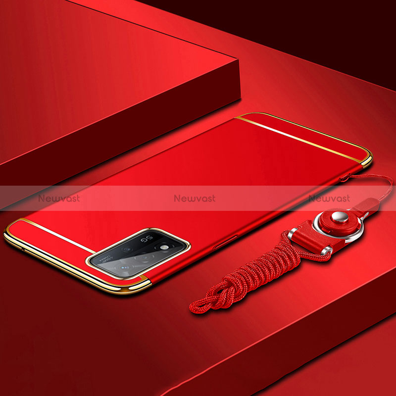 Luxury Metal Frame and Plastic Back Cover Case P01 for Oppo A93s 5G Red