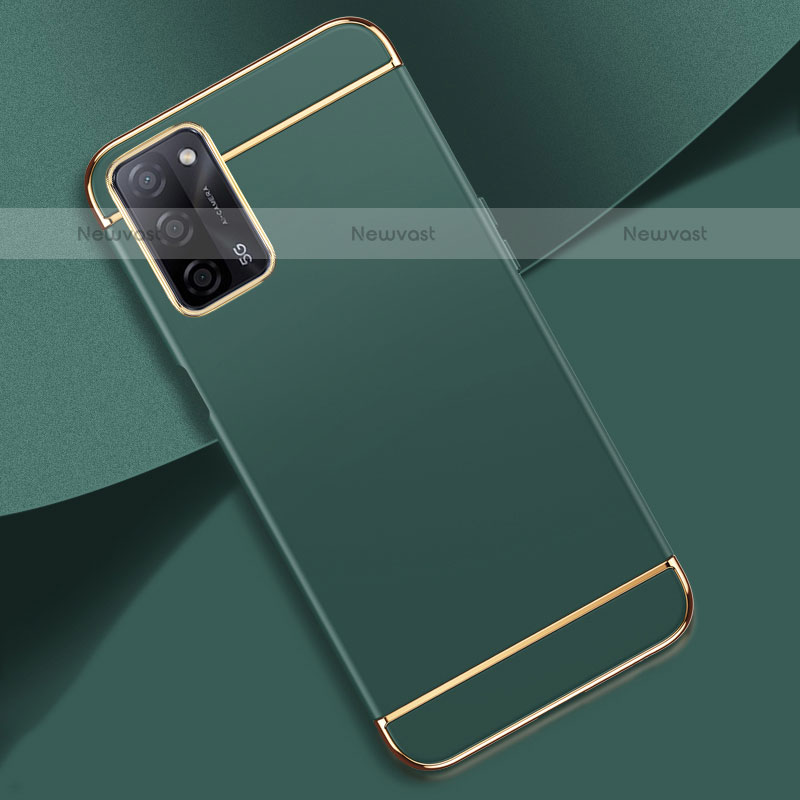 Luxury Metal Frame and Plastic Back Cover Case P02 for Oppo A55 5G Midnight Green