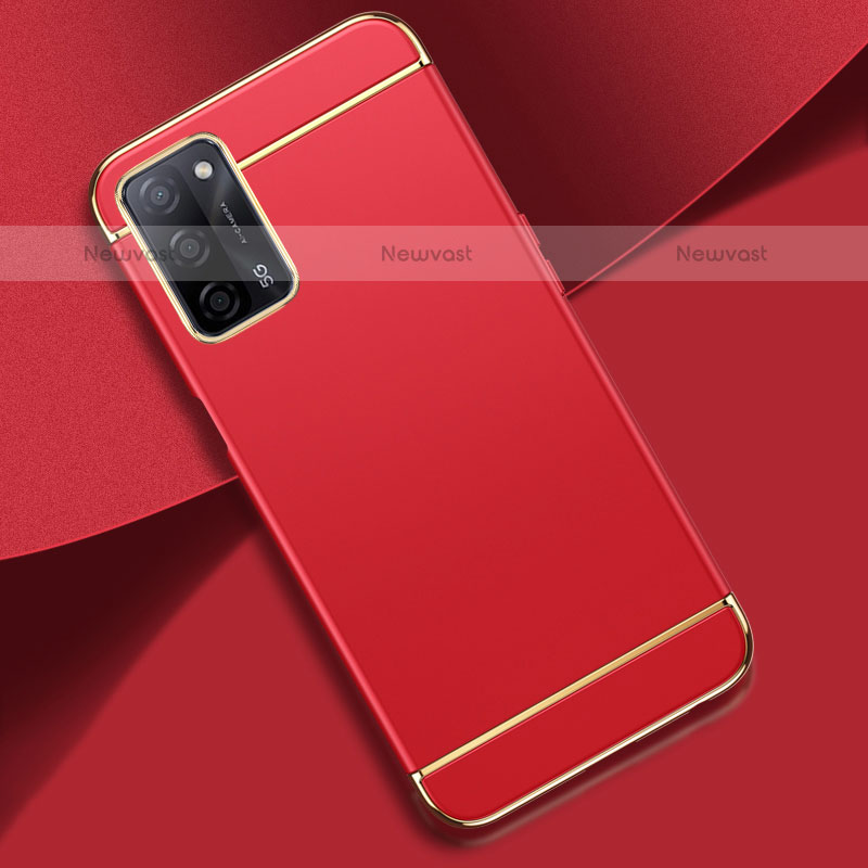 Luxury Metal Frame and Plastic Back Cover Case P02 for Oppo A55 5G Red