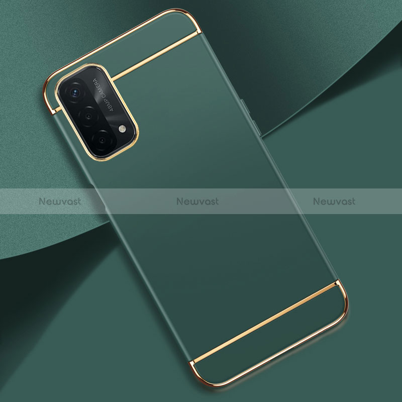 Luxury Metal Frame and Plastic Back Cover Case P02 for Oppo A74 5G Midnight Green